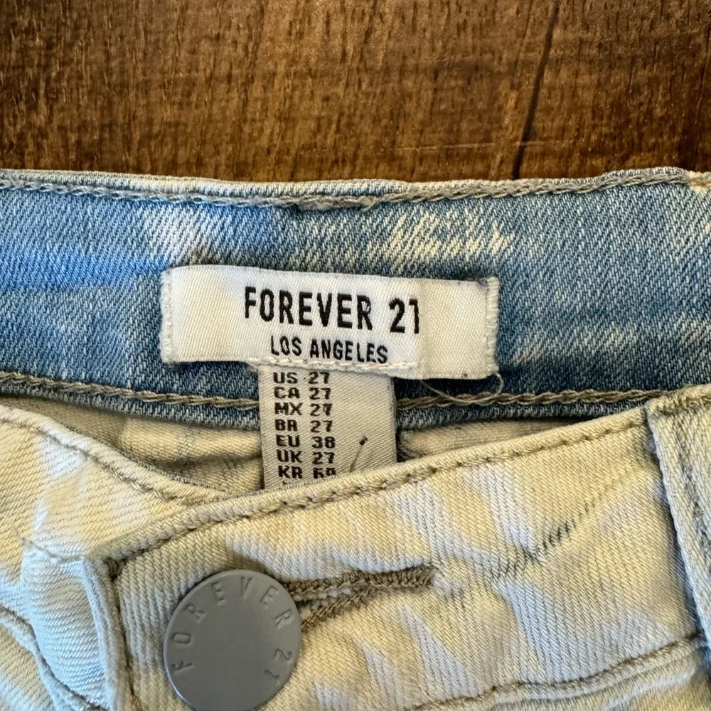 Forever21 white wash denim cuffed shorts